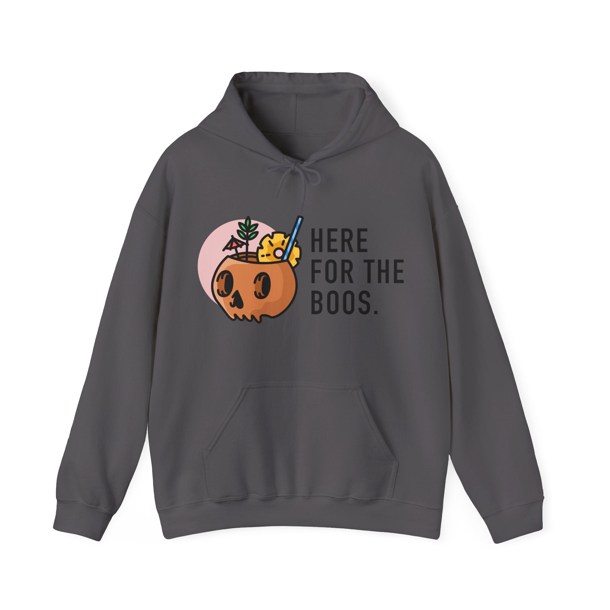 Halloween Hoodie — “Here for the Boos” Pumpkin & “Hey Boo” Cozy Graphic Hooded Sweatshirt