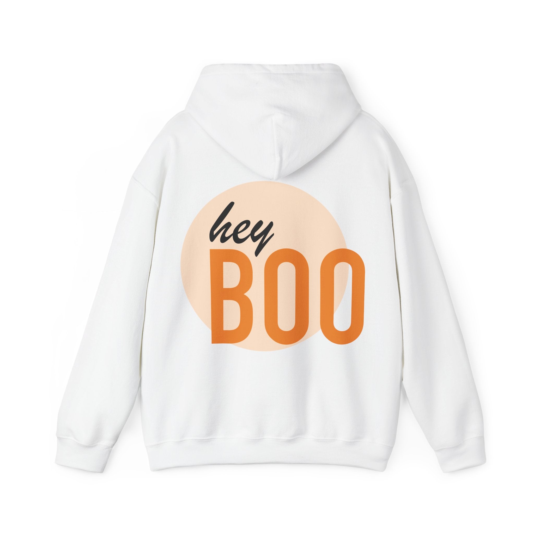 Halloween Hoodie — “Here for the Boos” Pumpkin & “Hey Boo” Cozy Graphic Hooded Sweatshirt