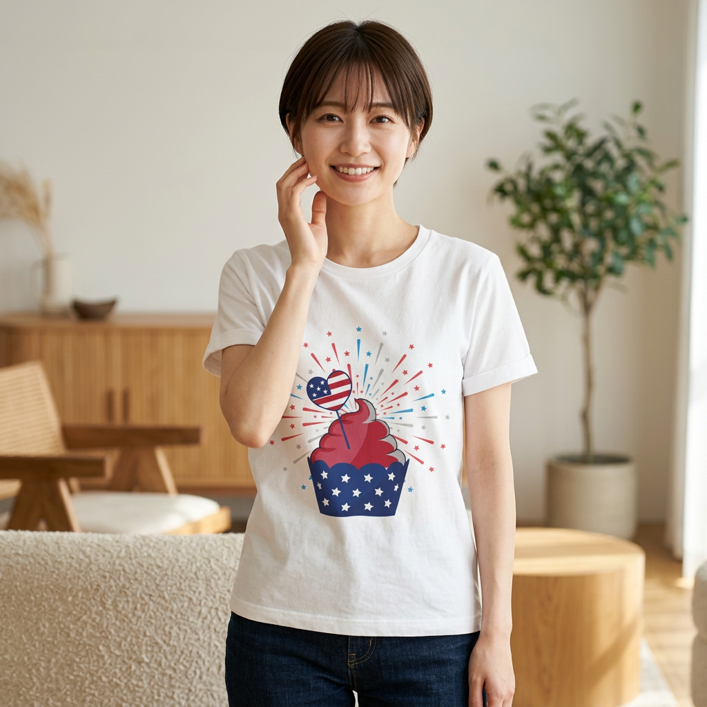 4th of July Cupcake T-Shirt — Patriotic USA Stars & Stripes Tee