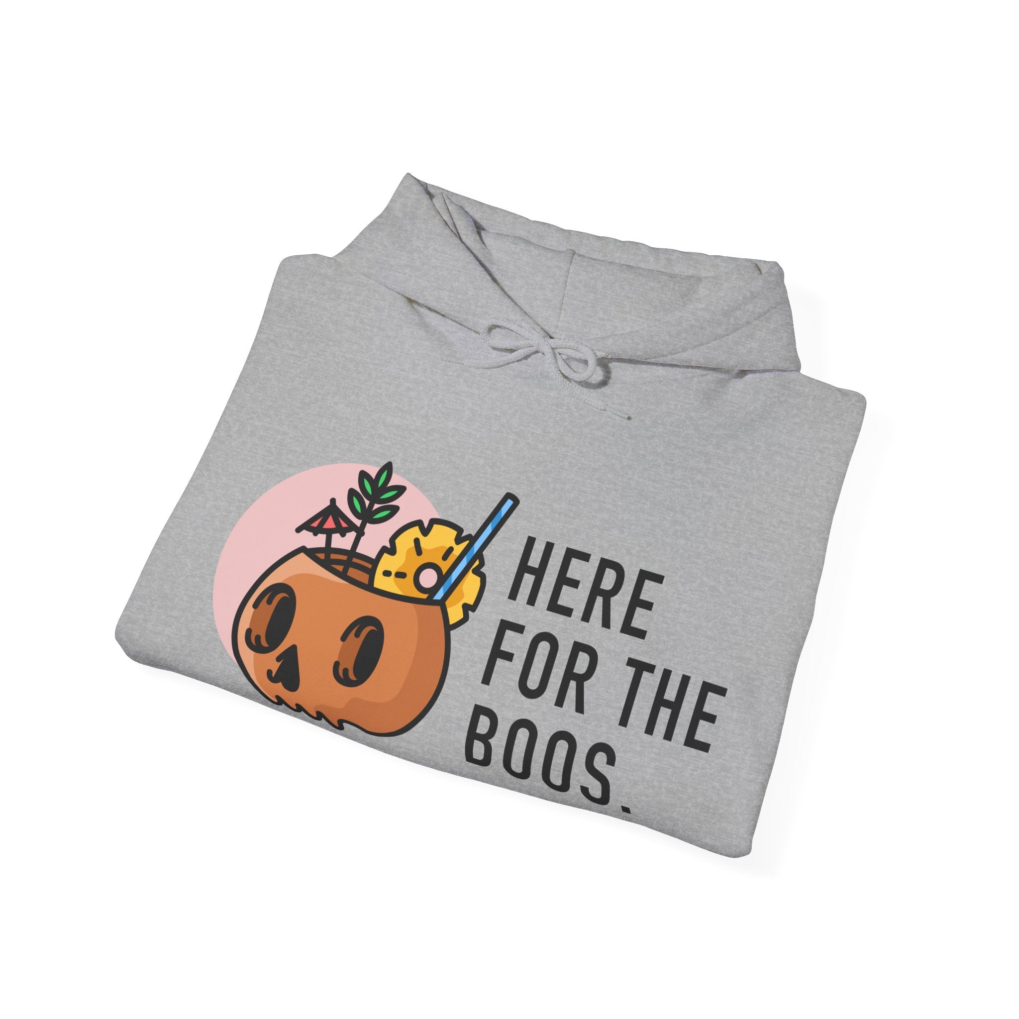 Halloween Hoodie — “Here for the Boos” Pumpkin & “Hey Boo” Cozy Graphic Hooded Sweatshirt
