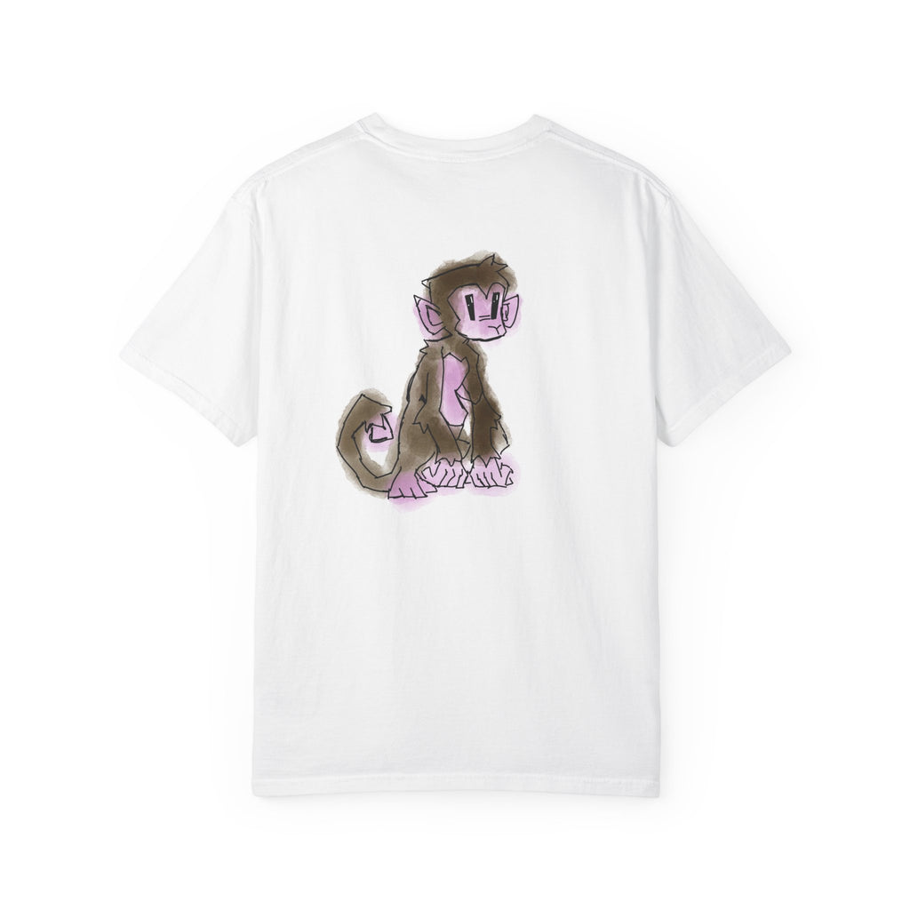 Monkey Sketch T-Shirt — Playful Purple Cartoon Primate Tee