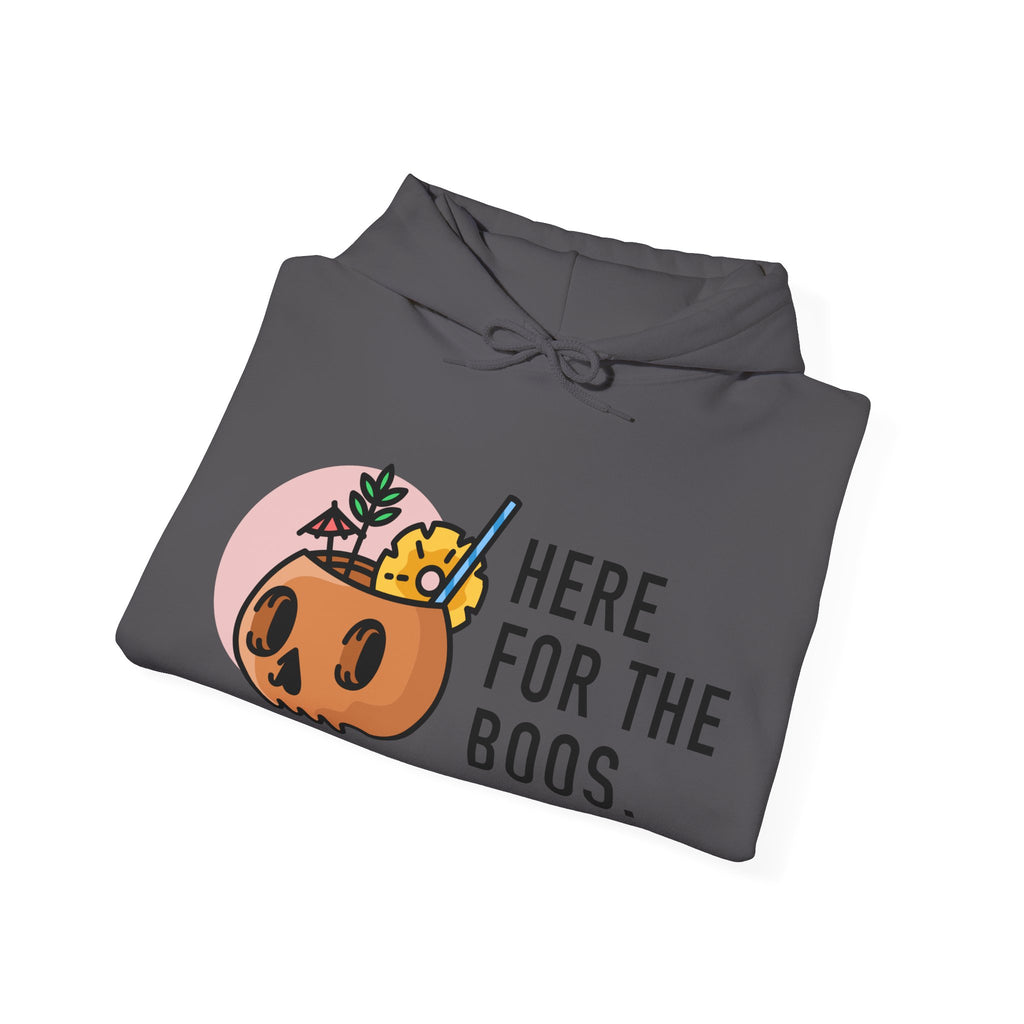 Halloween Hoodie — “Here for the Boos” Pumpkin & “Hey Boo” Cozy Graphic Hooded Sweatshirt