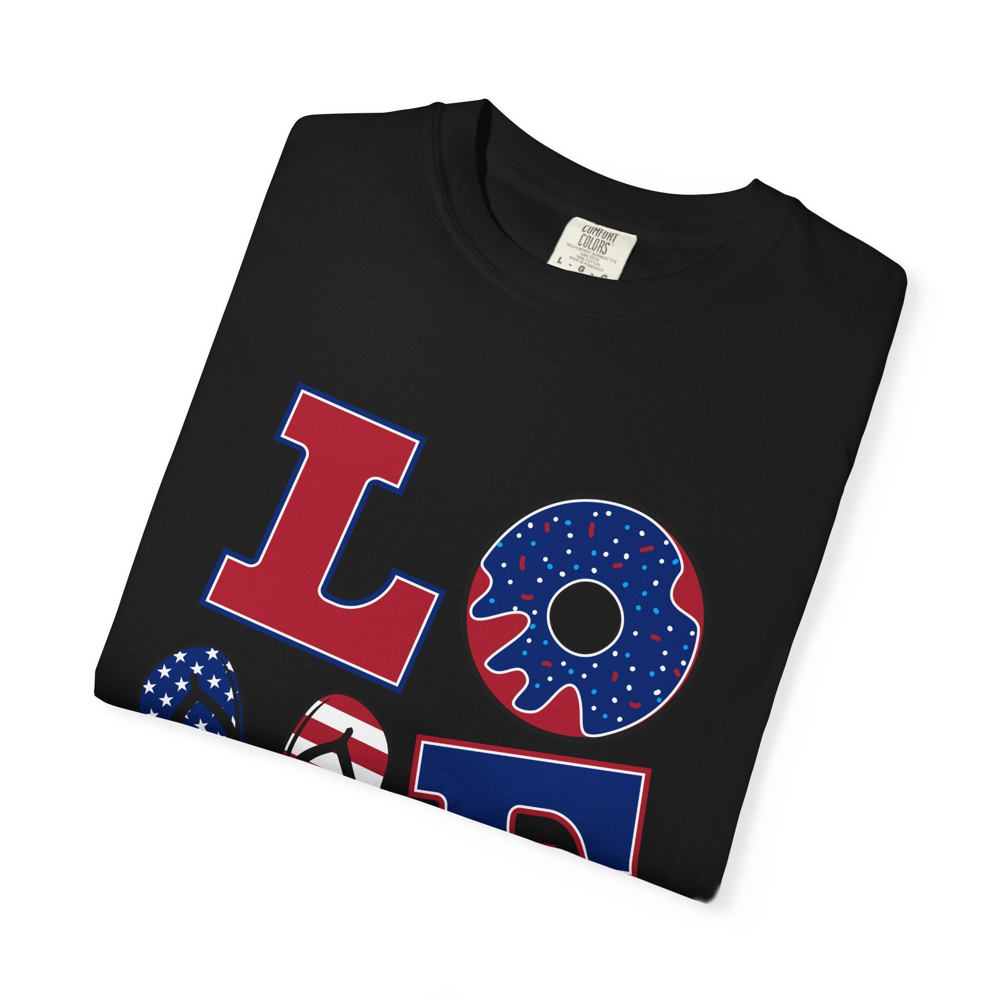 Patriotic "LOVE" T-Shirt — American Flag Stars & Stripes Tee