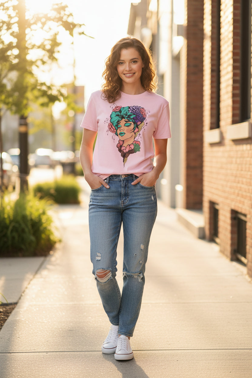 Woman of Flowers Graphic T-Shirt