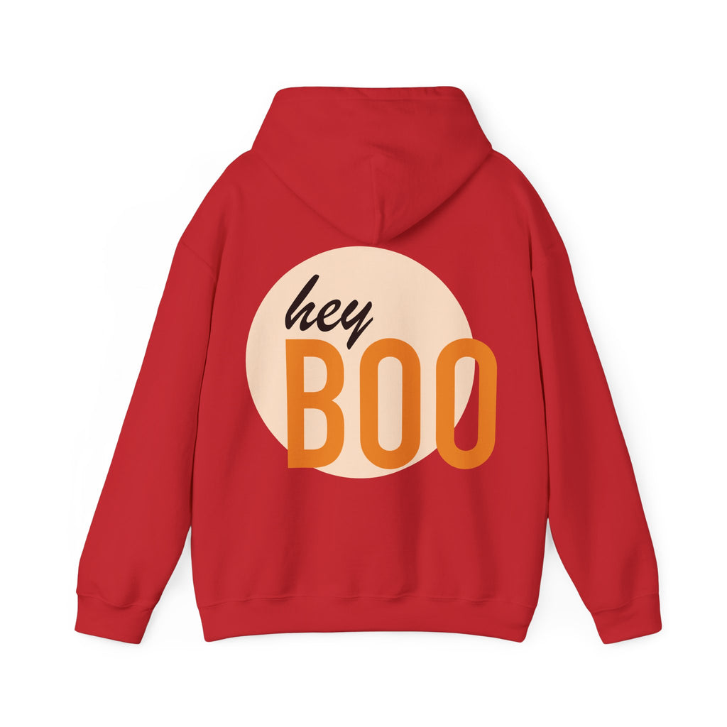 Halloween Hoodie — “Here for the Boos” Pumpkin & “Hey Boo” Cozy Graphic Hooded Sweatshirt