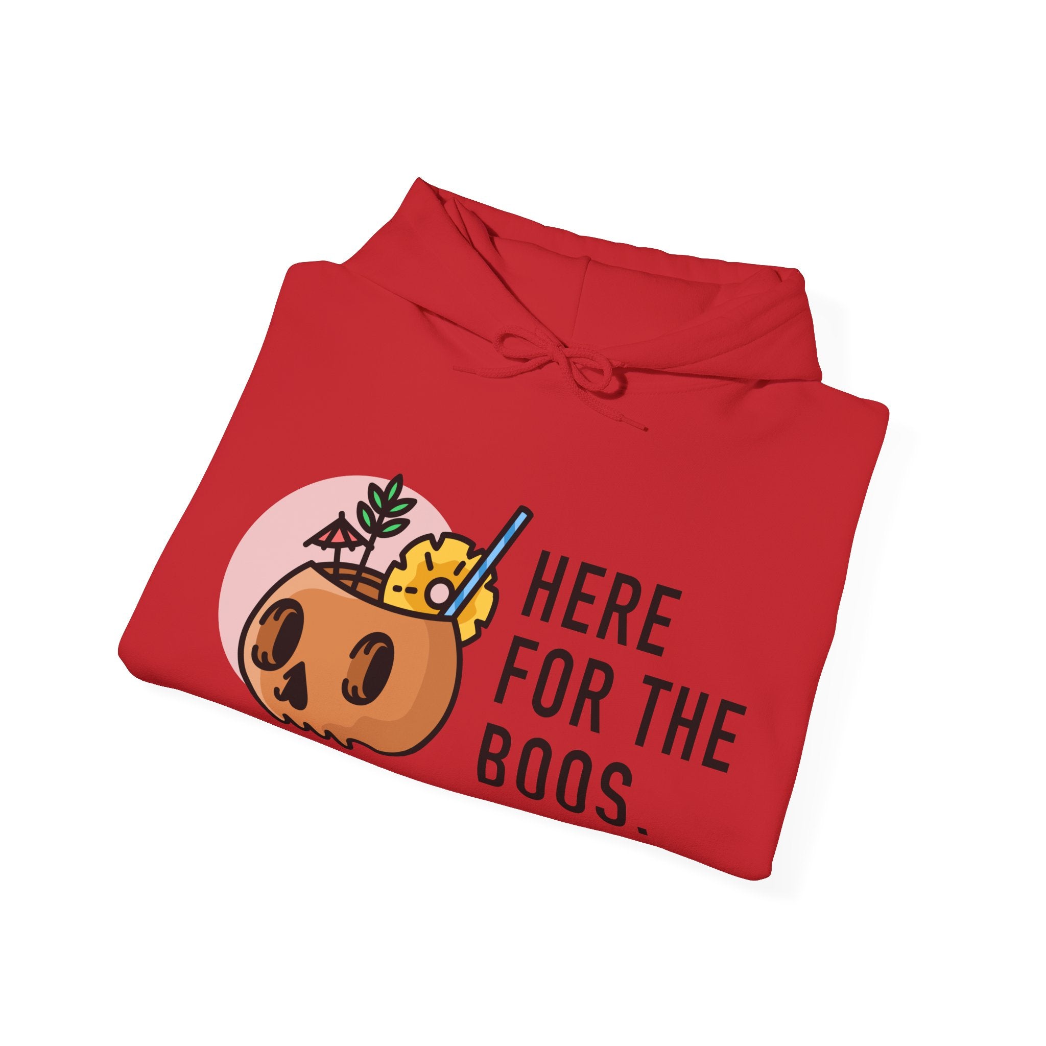 Halloween Hoodie — “Here for the Boos” Pumpkin & “Hey Boo” Cozy Graphic Hooded Sweatshirt