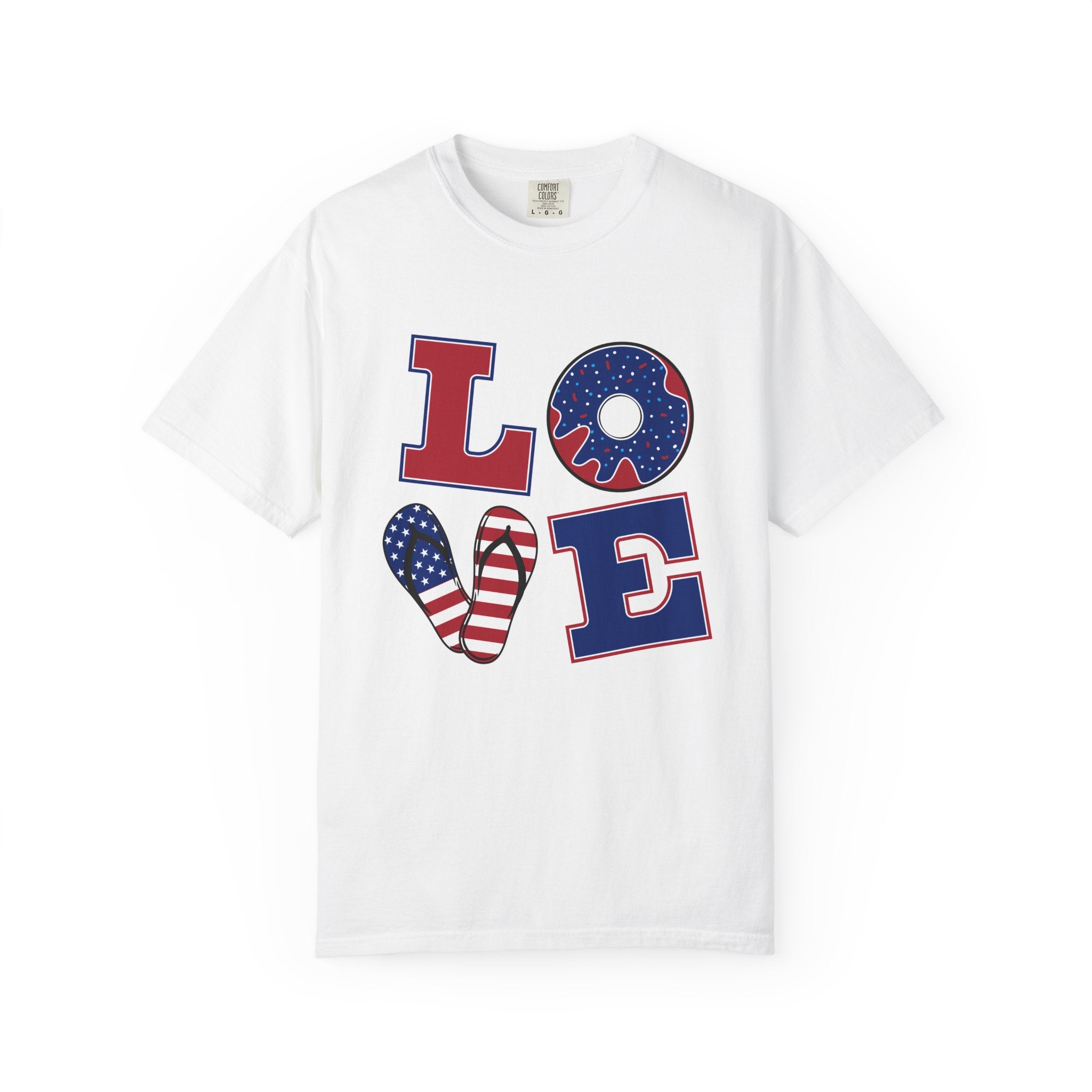 Patriotic "LOVE" T-Shirt — American Flag Stars & Stripes Tee